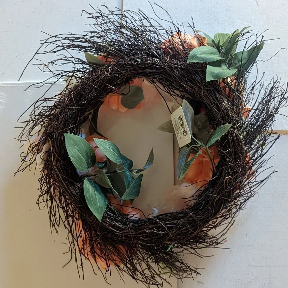 NWT $50 Rustic Floral Wreath Farmhouse Pastel Summer Home Wall Decor Ashland NEW